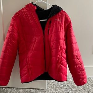 Eddie Bauer boys red reversible jacket.